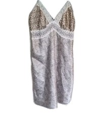 Secret Treasures Womens Silky Lace Animal Print Slip Nightgown Teddy Size Medium