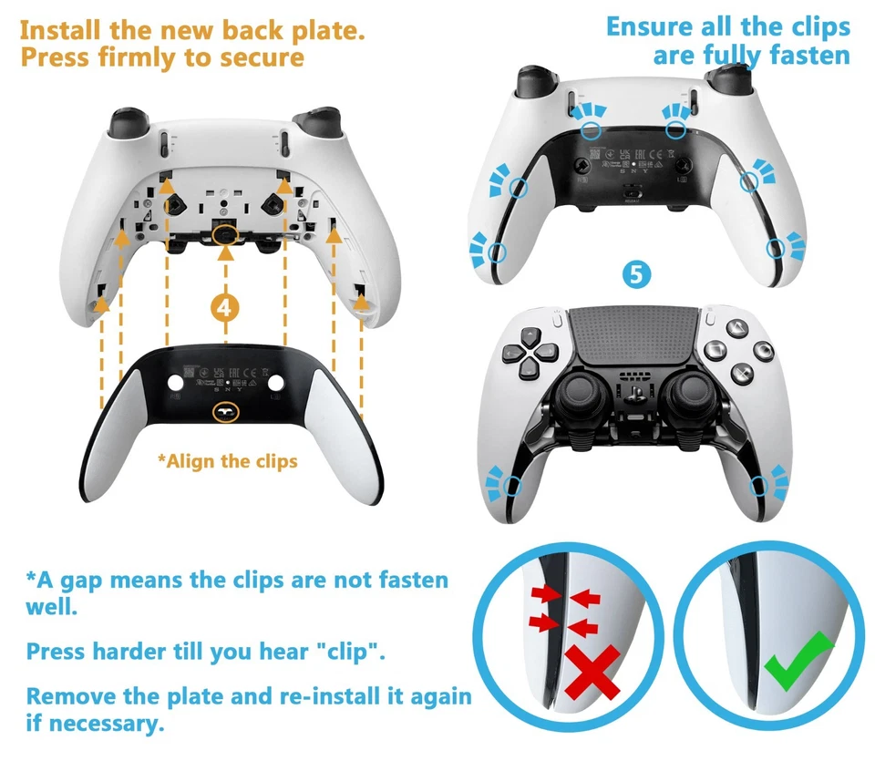 Cubierta trasera de repuesto para controlador DualSense Edge, 1 pieza (blanco) Foto 3 de 4