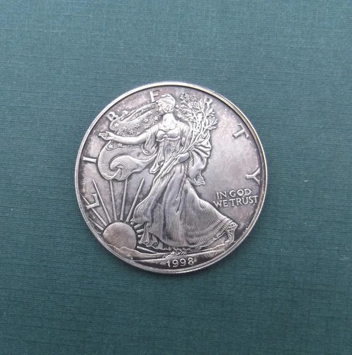 1998 American Silver Eagle 1 Oz .999 Fine Coin In  Original Box WO/COA