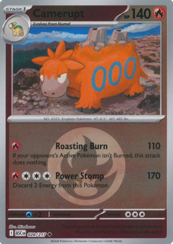 Pokemon Camerupt (28/583) Ascended Heroes NM REVERSE HOLO- Energy Symbol Patter