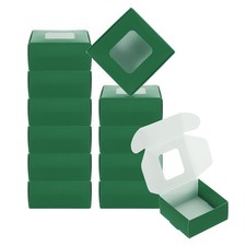 2.5"x2.5"x1" Paper Soap Box with Window, 30 Pack Square Box, Dark Green