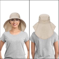 Women's Summer Sun Hat - Wide Brim Bucket Hat with Ponytail Hole  UV Protection