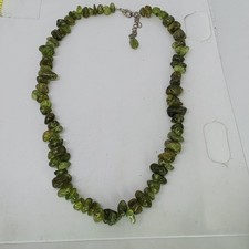 Natural Peridot Smooth Tumble Nugget Gemstone Green Birthstone Beaded Necklace