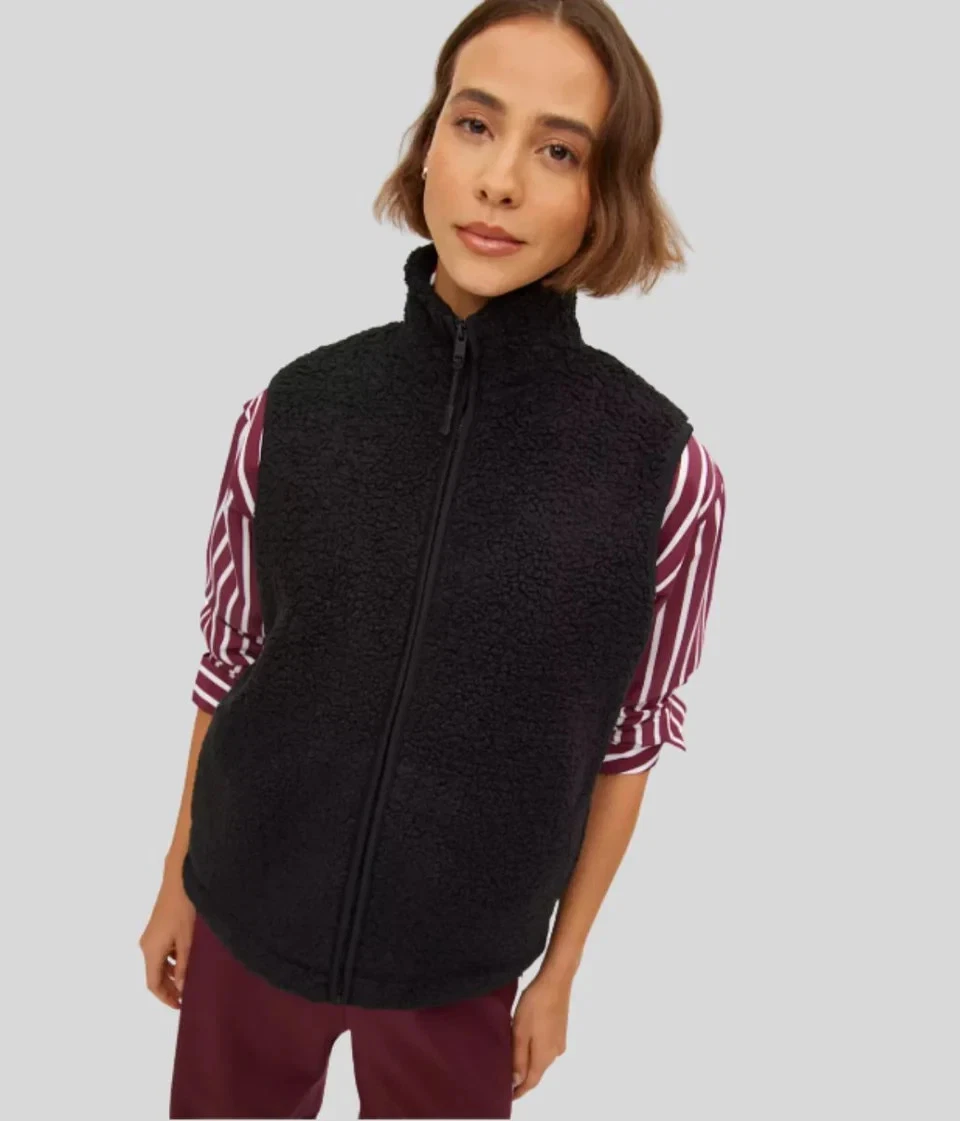 Borg Fleece Gilet Vest Women's Soft Fabric Zip Front Sleeveless Cosy Bodywarmer