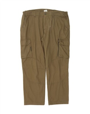 DECATHLON Mens Straight Cargo Trousers W41 L29 Khaki Cotton AH13