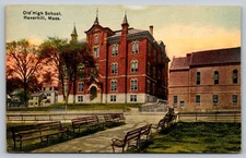 Vintage Old High School Haverhill Massachusetts Postcard Early 1900s