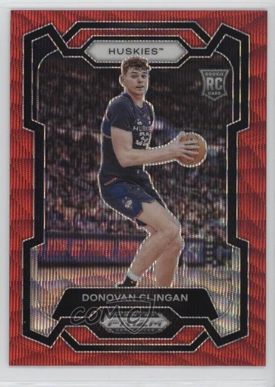 2024-25 Panini Prizm Draft Picks Red Wave Donovan Clingan #95 Rookie RC 0hb3
