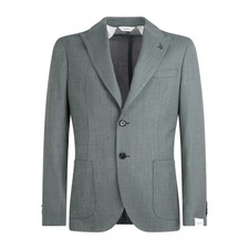 Paoloni - Giacca monopoetto verde in lana per uomo