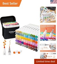 Alcohol Markers, 60 Colors Dual Tip Art Coloring Markers Set for Kids Adult B...