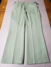 Vtg Mens Double Knit Slacks 34x30 Mint Green Flare Leisure Pants Disco 70s