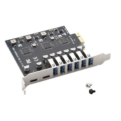 Erweiterungskarte PCIE auf 8-Ports USB3.2 Gen1 Controller Typ-C 5Gbps Konverter