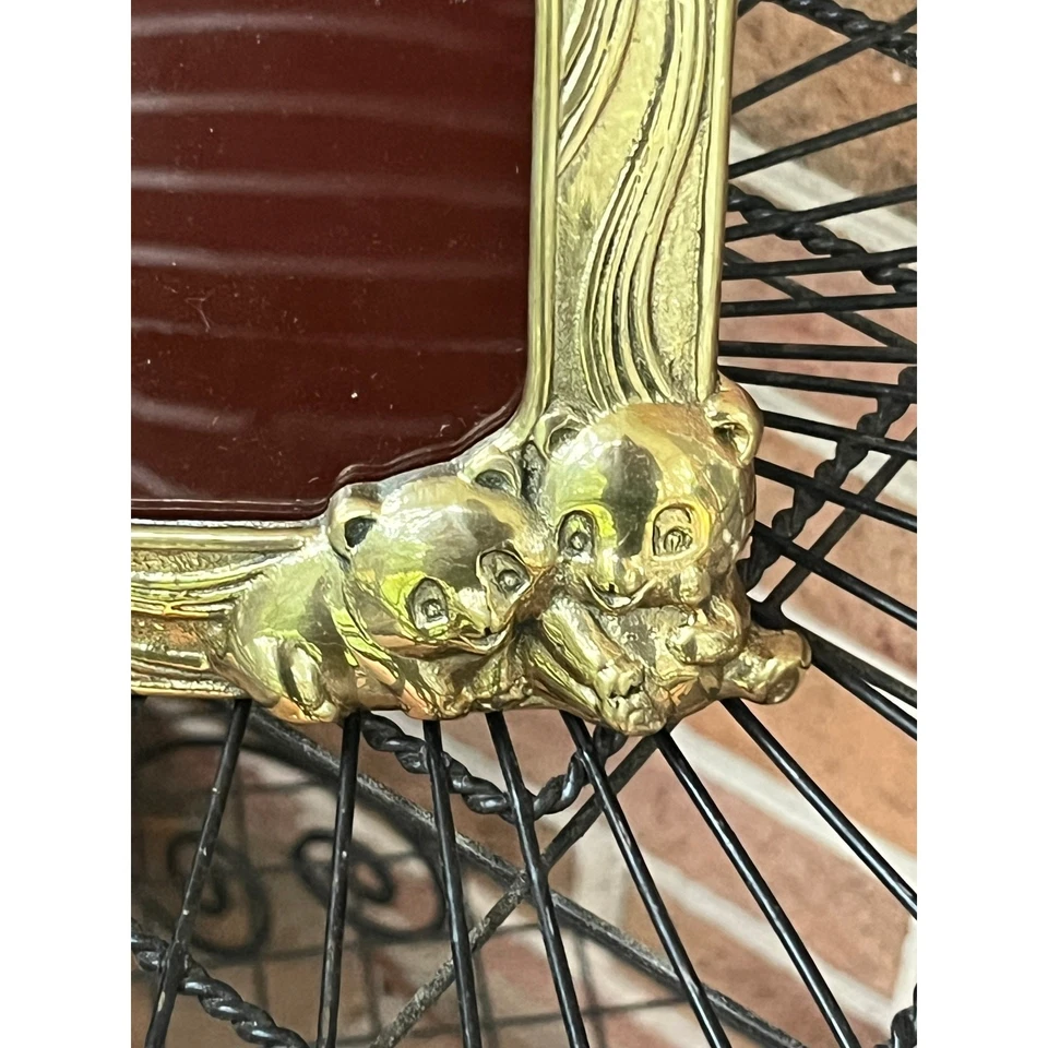 Moldura para foto de ursinho de pelúcia de bronze ursos antigos berçário bebê  - Imagem 3 de 4