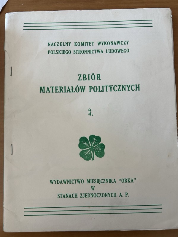 1960 Polish Political Pamphlet PSL Orka USA Zbiór Materiałów Politycznych No 3