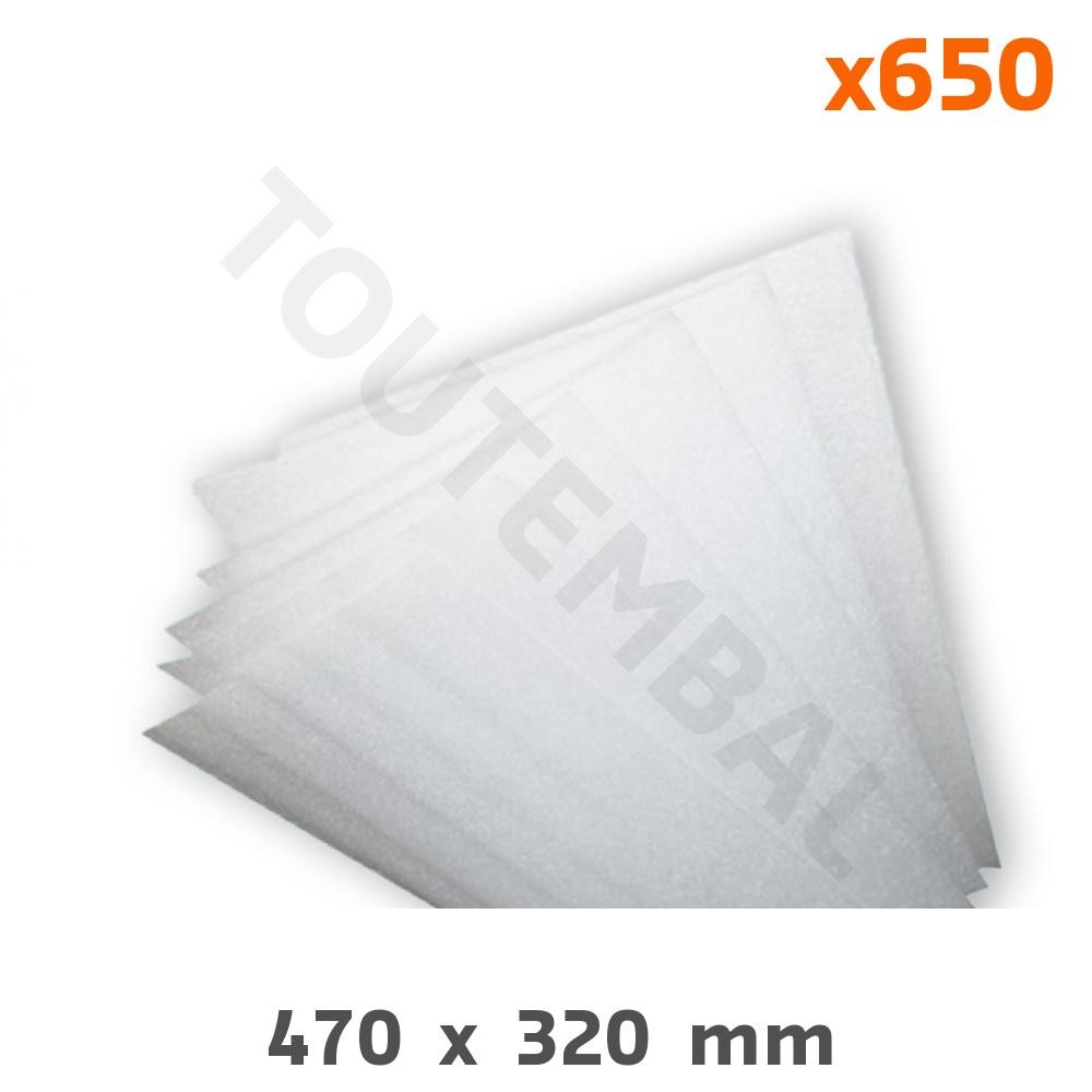 Feuille intercalaire mousse 470 x 320 mm pour éviter les bris de verre et rayures de surface