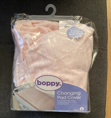 New Pink Boppy Baby Changing Pad Cover Soft Ribbed Minky Fabric - Opened