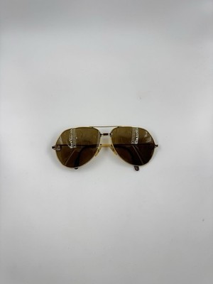 Vintage Cartier Vendome Laque Sunglasses Aviator Gold Frame Brown