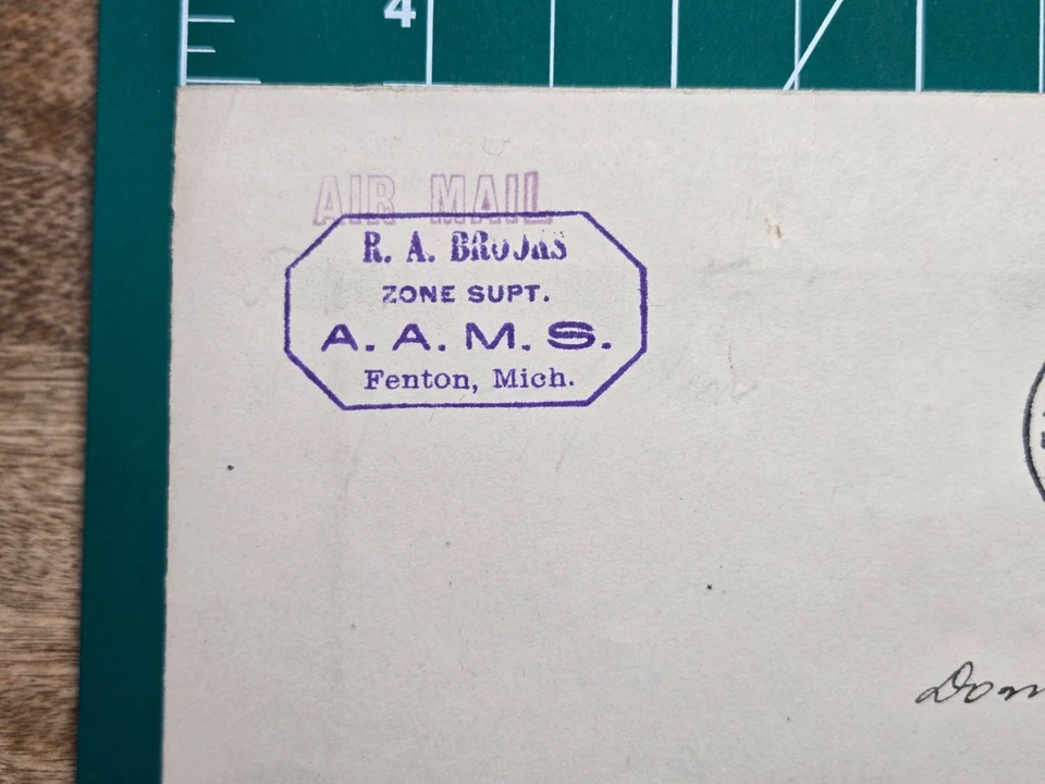 1930 Fenton MI Airmail Cover 5¢ Beacon Scott C11 A.A.M.S. Cachet RA Brooks Zone - Image 3 of 4