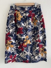 Jones New York Vintage Linen Blend Floral Skirt Sz.10 Whimsigoth Boho Casual