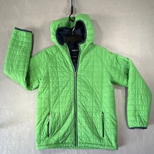 Lands' End Kids Hooded Quilted Puffer Jacket Full Zip Green L 14-16