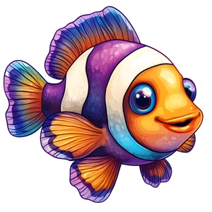 Cute Clownfish Nemo Chibi Colourful Animal Self Adhesive Sticker