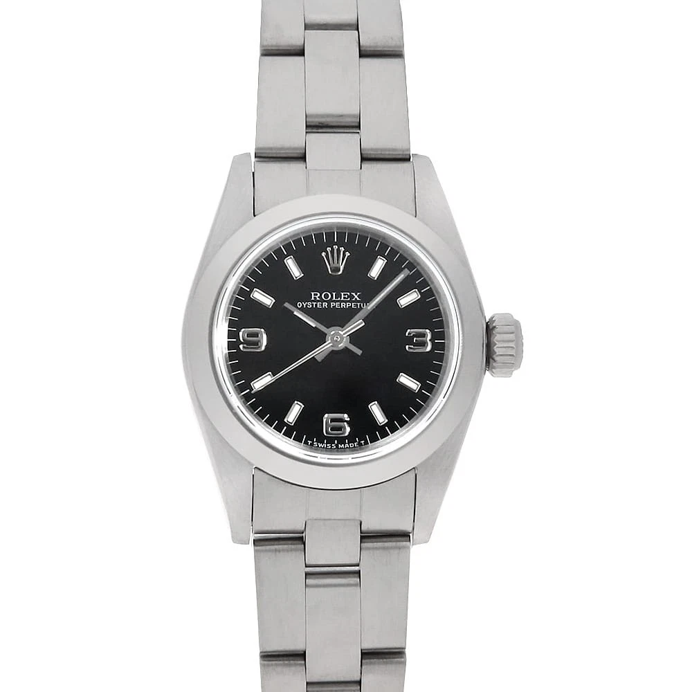 Rolex — ROLEX Oyster perpetual 67180 black 369 white bar U Number second hand Women