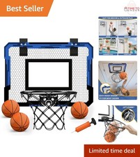 Mini Basketball Hoop Over Door Indoor Blue with 3 Balls Breakaway Rim