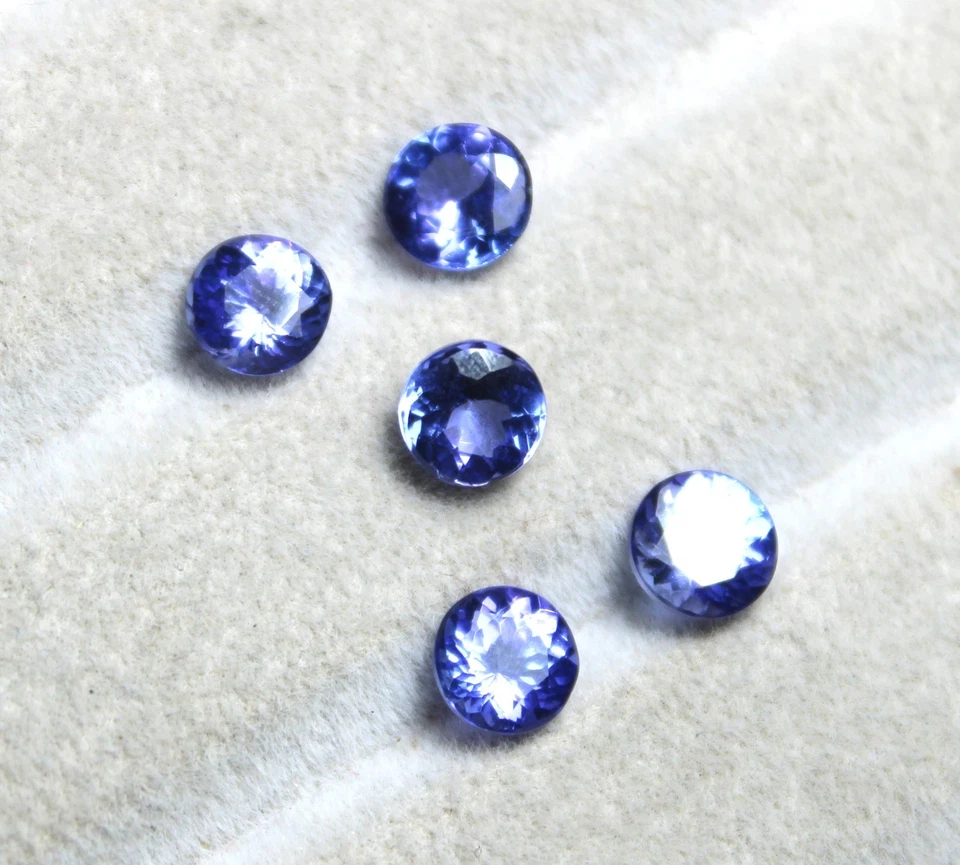 6 mm Round Natural 6 Carat Tanzanite AAA Coluor Faceted Loose Gemstone 5 Piece - Image 2 of 4