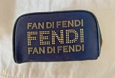 Fan Di Fendi Pouch Gold Lettering Zip Closure Makeup Bag 6-1/2"x 3 1/2" New