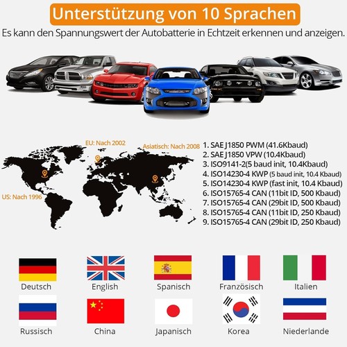 Neoteck OBD2 Diagnosegerät 10Sprachen Auto Scanner Fehler Auslesegerät Fahrzeuge - Bild 6 von 9