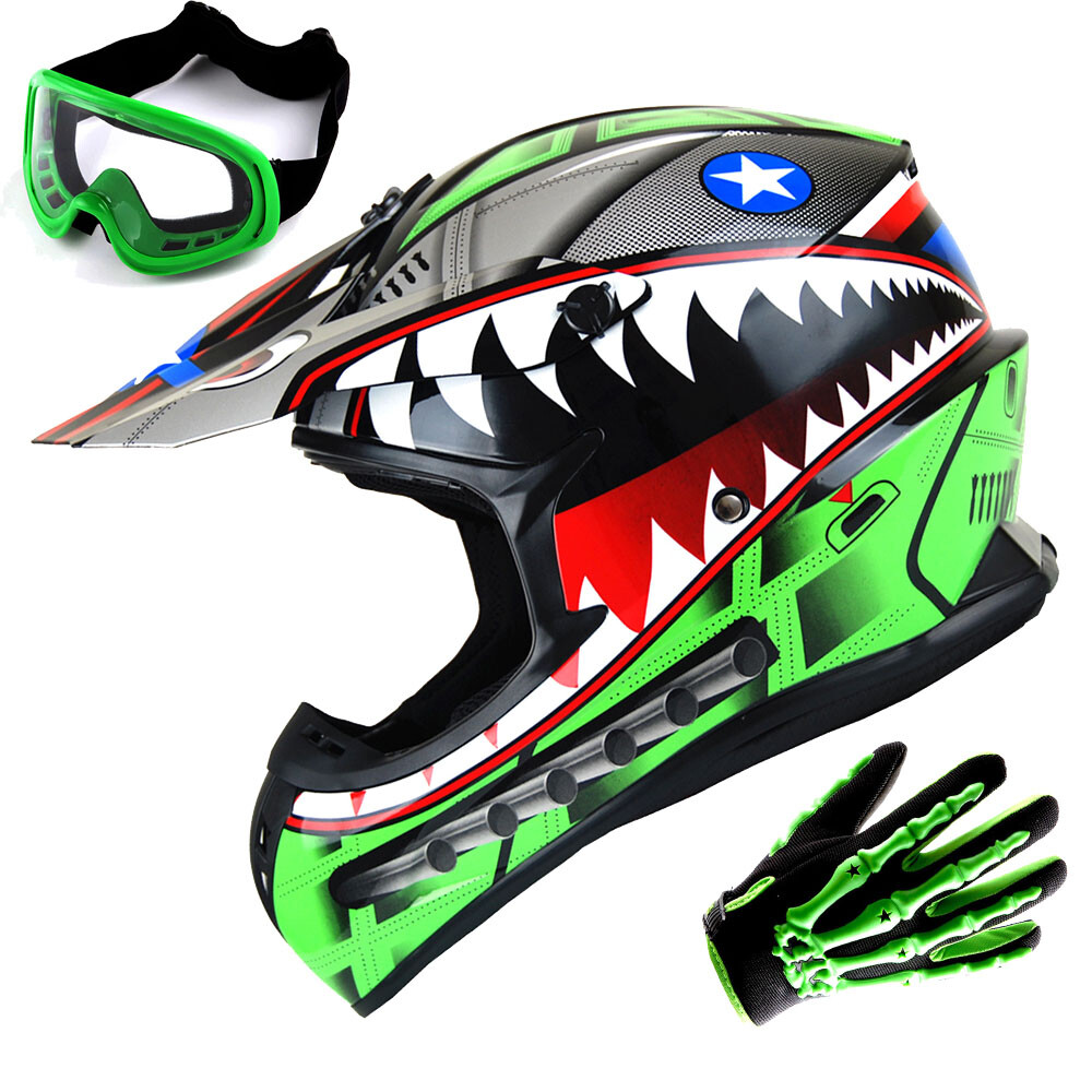 DOT Adult Motocross Helmet MX BMX ATV Dirt Bike +MX Goggles 