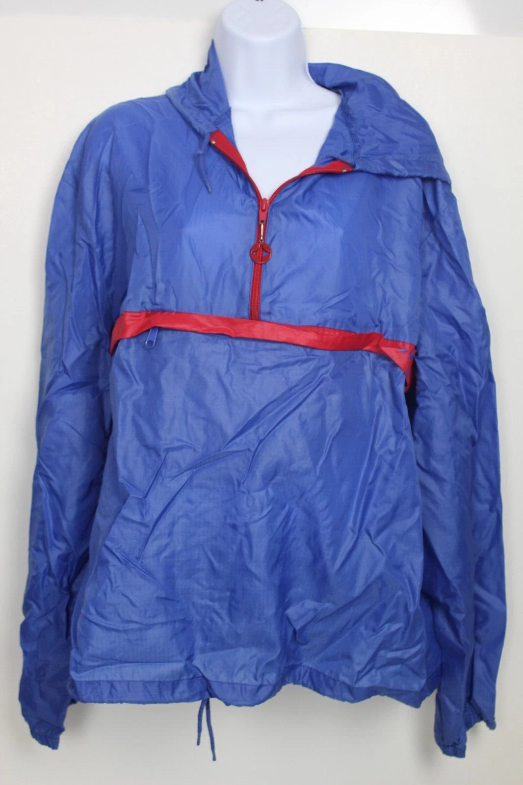 Spalding Men's Windbreaker Jacket Blue and Red 1/4 Zip Size XL
