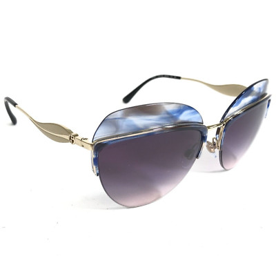 Giorgio Armani Sunglasses AR6061 3187/36 Gold Round Frames with Purple Lenses