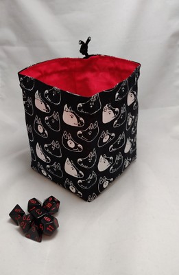 Katzenwürfelbeutel - quadratischer Boden - wendbarer Kordelzug - Fliesenbeutel - RPG D&D Tasche