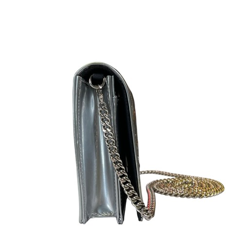 Christian Diorama Micro Silver Mini Clutch Chain Flap 2 Way Metallic Shoulder Pu - Picture 7 of 9