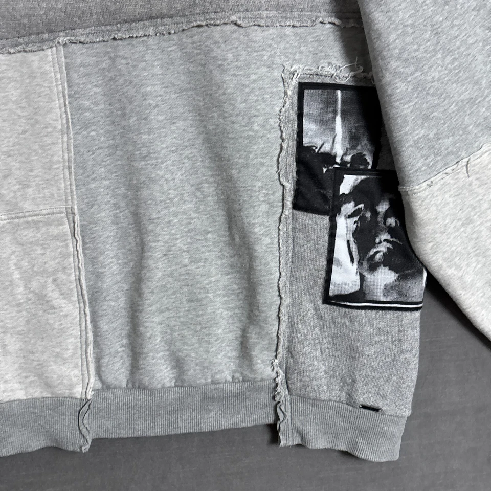 Diesel Sudadera XXL Gris Patchwork Gráfico Envejecido Grunge Patinador Años 90 Y2K Foto 3 de 4