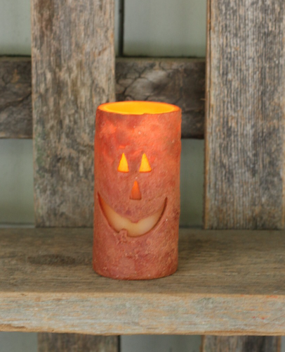 Jack o'Lantern Battery Candle Timer Votive 4 inch Orange Fall Halloween Decor - Bild 1 von 5