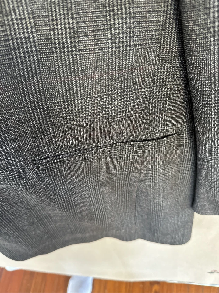 Traje de hombre John Henry 44L largo 2 piezas gris negro a cuadros 36x34 poli rayón 2 BTN Foto 3 de 4