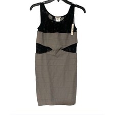 Poof! VTG Y2K Lace Cut Out Grey Gray Bodycon Sexy Mini Dress - Size S