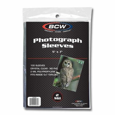 (100-Count) BCW 5'' x 7'' Soft Sleeves - Protects Oversized Cards Photos Postcards