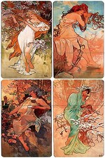 Poster girl seasons of the year A. Mucha Tile Mural Backsplash Marble Ceramic