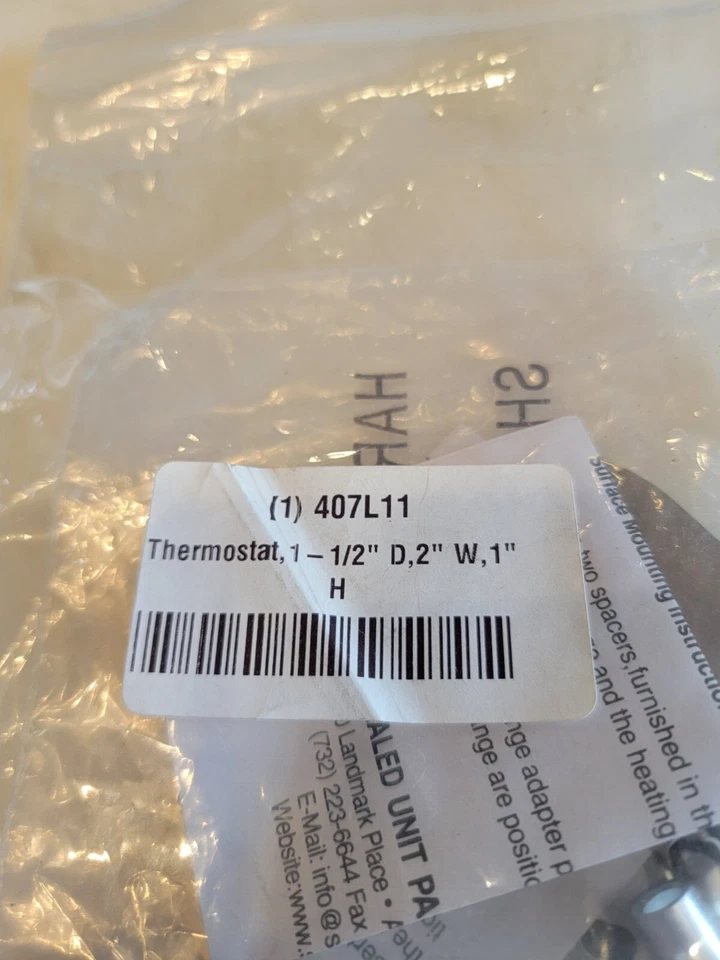 Termostato SUPCO SHM350,SPST,Manual, 120/240V AC 407L11. A21 Foto 3 de 3