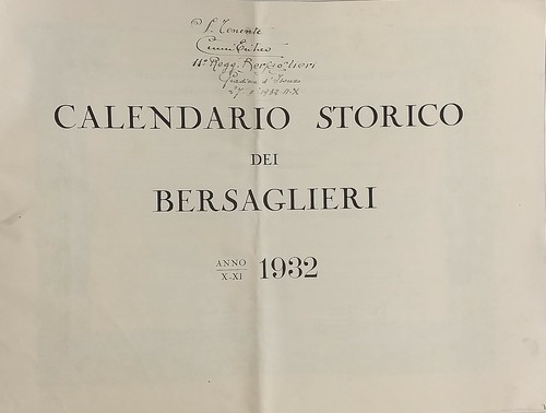 CALENDARIO STORICO DEI BERSAGLIERI del 1932 Autografato Cenni - Foto 4 di 4