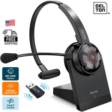 Delton 50X Pro Wireless Noise Canceling Bluetooth Computer Headset - Black