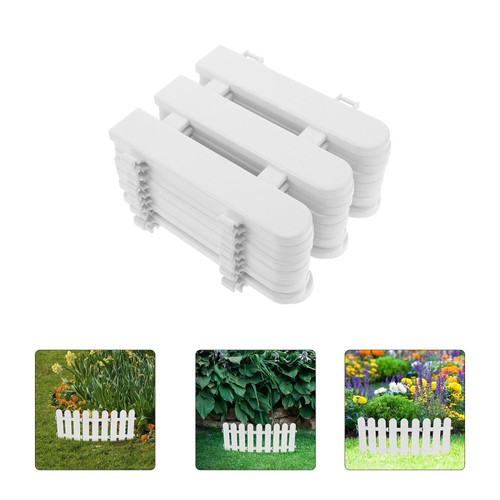 10 Pcs White Plastic Garden Fence Decorative Path Fence for Yard