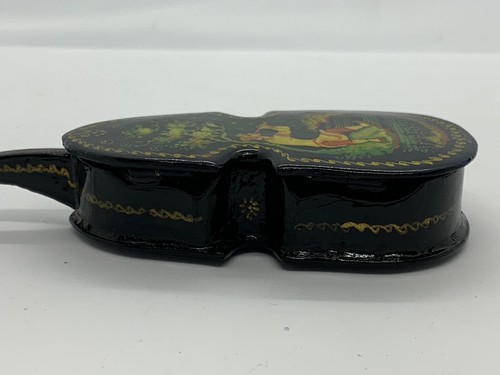Vintage Russian Cello Shape Lacquer Jewelry Box The Great Song Of LEL Mstera - Picture 9 of 11