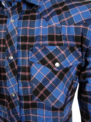Camisa de franela a cuadros estilo occidental a presión para hombre con solapa bolsillos en el pecho con ranura para bolígrafo! - Imagen 4 de 40