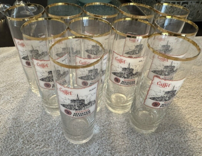 Caffel Herkules Martini Meister Pilsener Gold Lip Glass Set Of 12