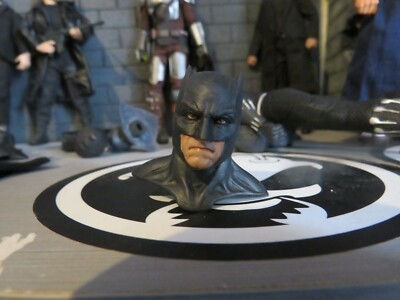 Custom painted head and cowl add-on for DC Multiverse BVS Batman MEZCO 1/12 