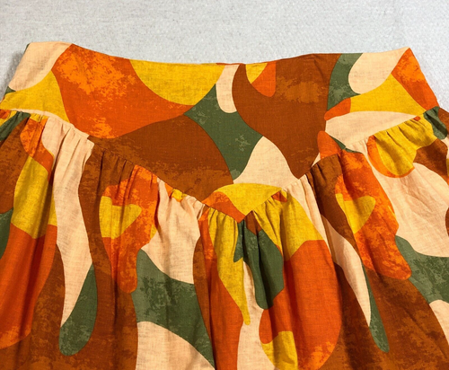 FE Noel Linen Blend Skirt Size 22 Orange Mixed Paint Print Pleated Back Zip NWT - Picture 2 of 12