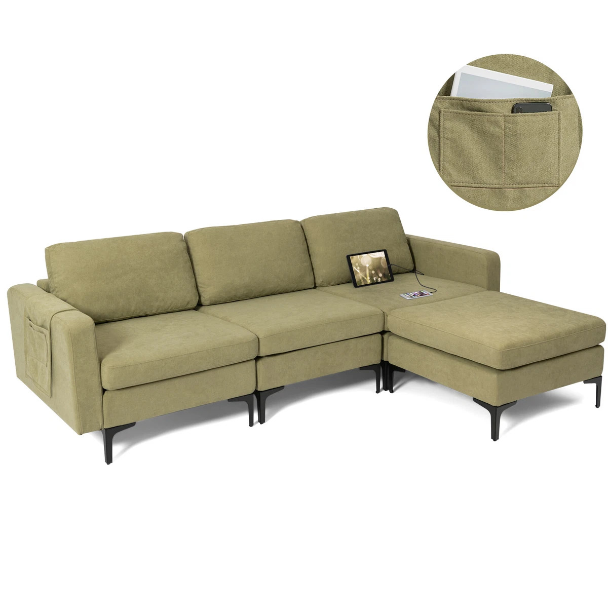 Sectional sofa with reversible chaise deals